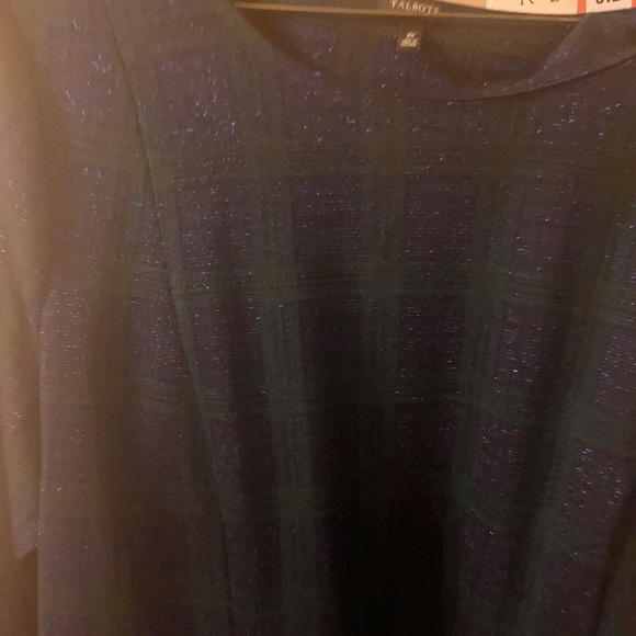 Navy Plaid  top with Gold Zipper Accent - Picture 7 of 12